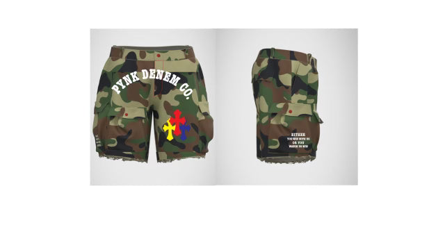 Pynk Denem Cargo Shorts - Camo